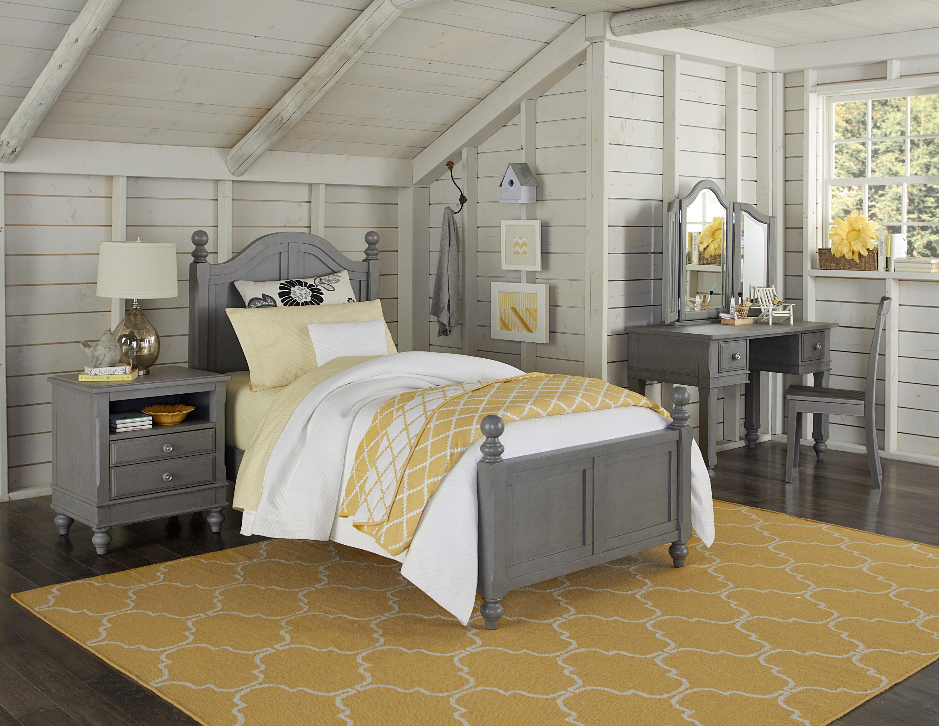 Lake house stone full top loft bed with desk